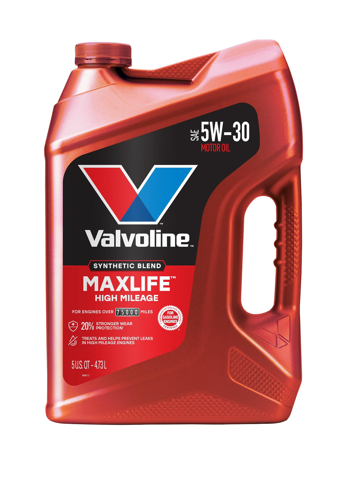 Valvoline MaxLife front label showing brand and oil type for quick ID and confidence