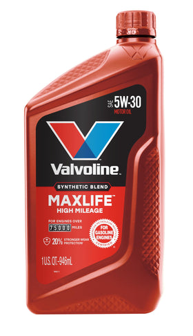 Valvoline MaxLife 5W-30 label close-up highlighting viscosity and approvals