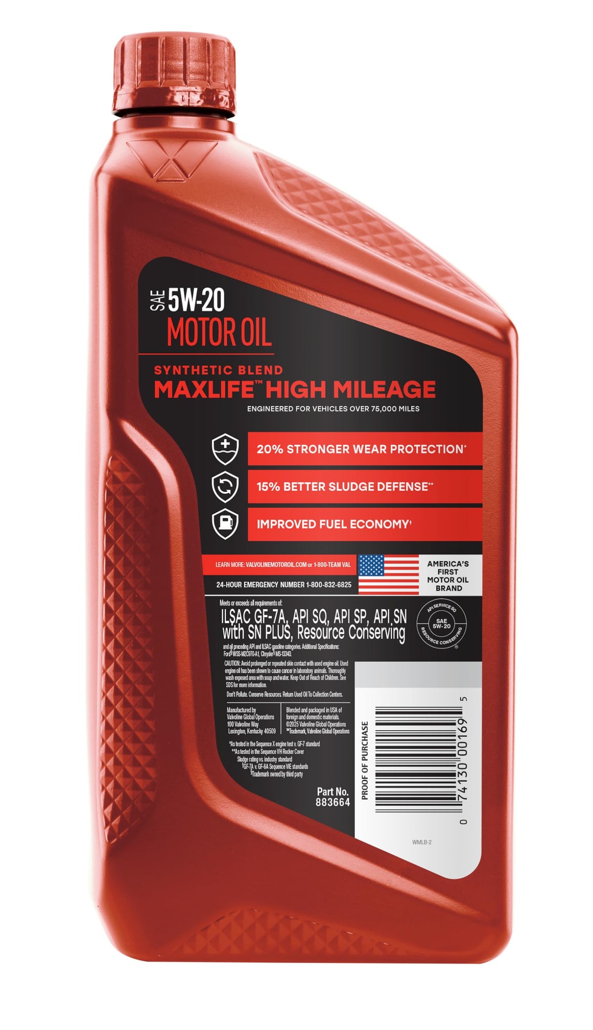 Valvoline MaxLife close-up of seal conditioner claim and formula benefit