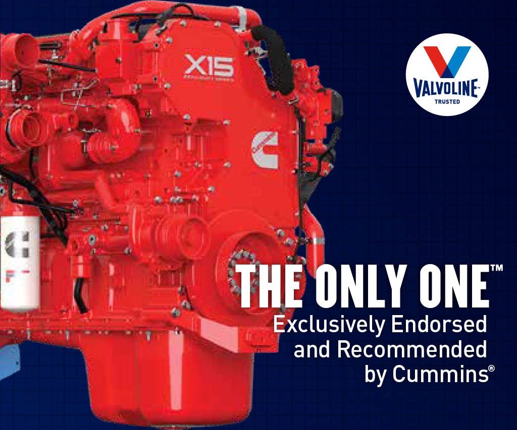 Valvoline bottle in a truck engine bay showing reliable protection