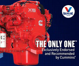 Valvoline bottle in a truck engine bay showing reliable protection