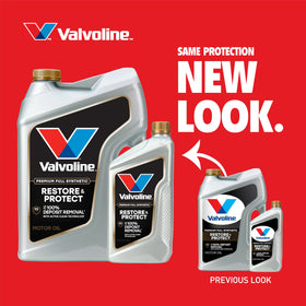 Valvoline oil being poured from container into funnel demonstrating easy use