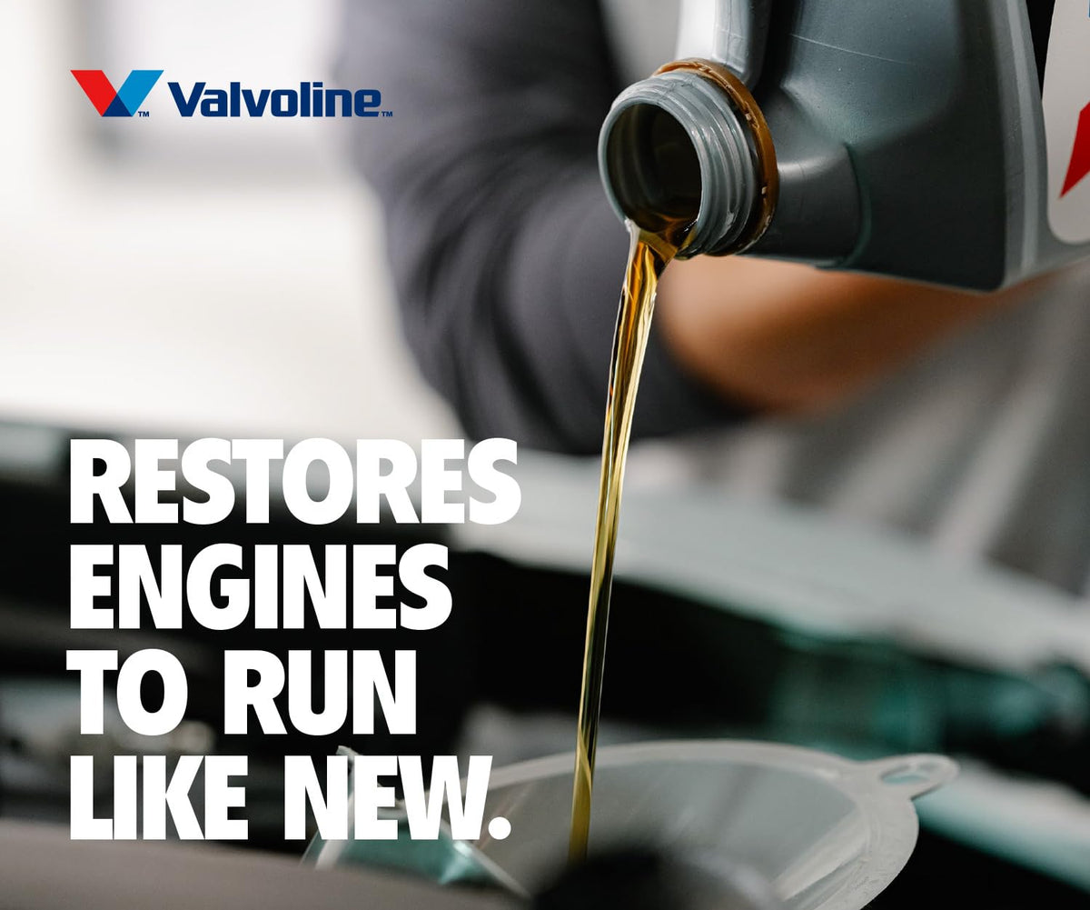 Three 5-quart Valvoline Restore & Protect bottles together, emphasizing bulk value