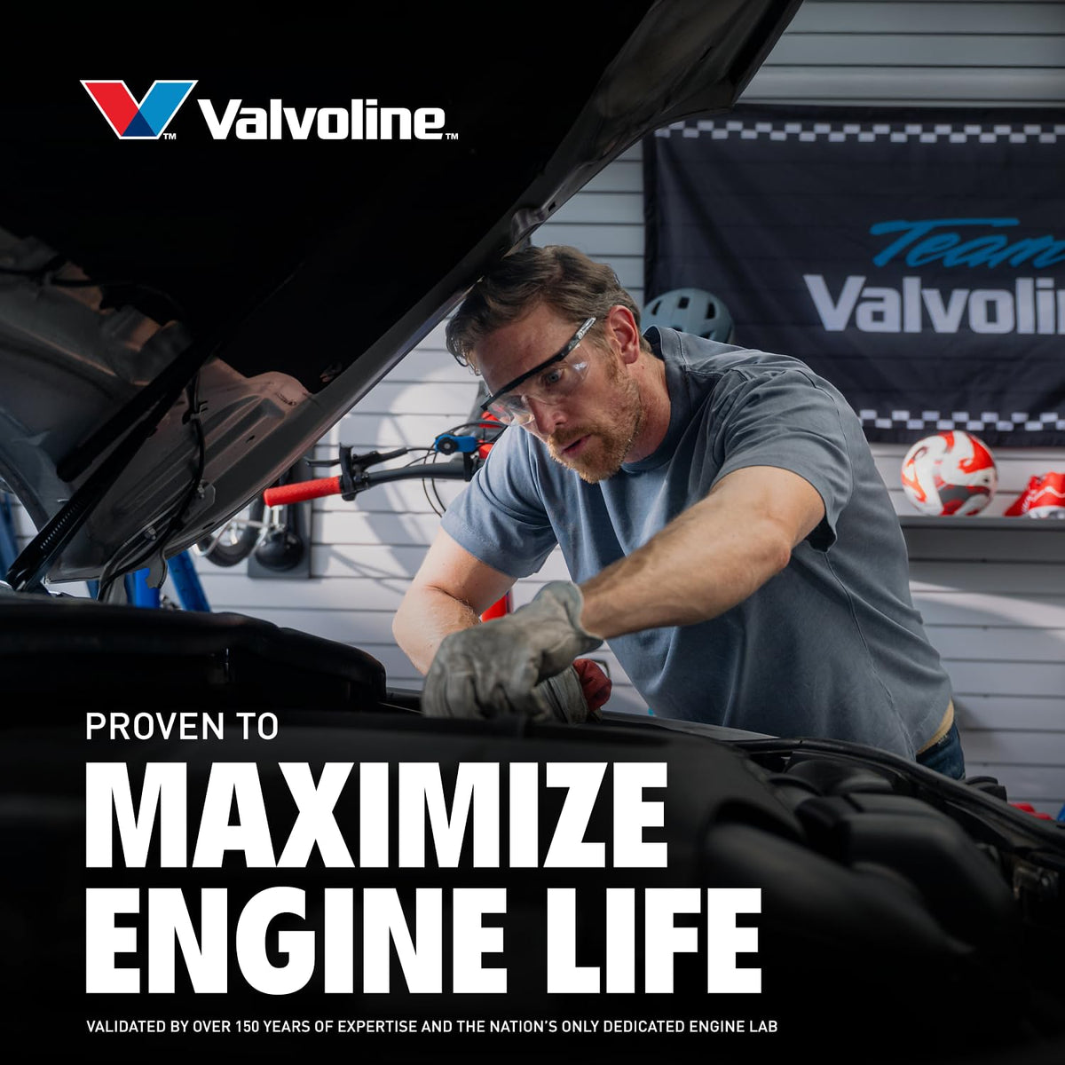 Valvoline six bottles boxed arrangement highlighting bulk value and readiness benefit