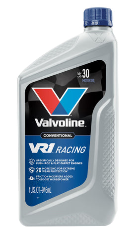 Valvoline VR1 back label with specs and usage instructions for confidence