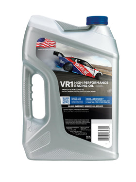 Close-up of Valvoline VR1 label highlighting high zinc ZDDP protective benefit