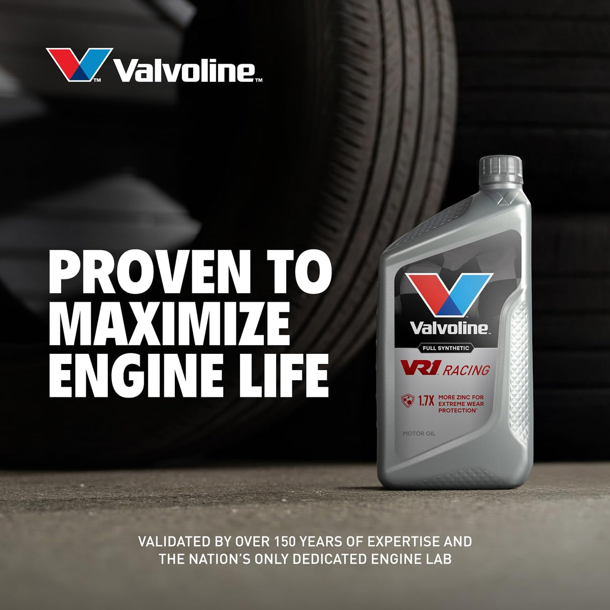 Pit lane scene with Valvoline VR1 bottles showing professional racing support