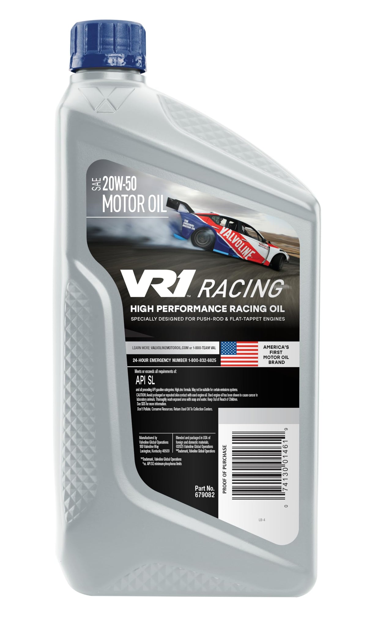 Valvoline VR1 being poured into an engine to show easy application and flow