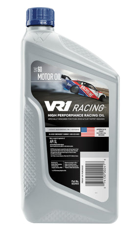Valvoline VR1 pouring into a funnel demonstrating quick pit-side refills and clean pour