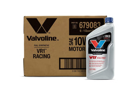 Valvoline VR1 front label showing product name and racing branding benefits