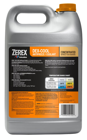 Valvoline Zerex back label with usage directions and safety information benefit