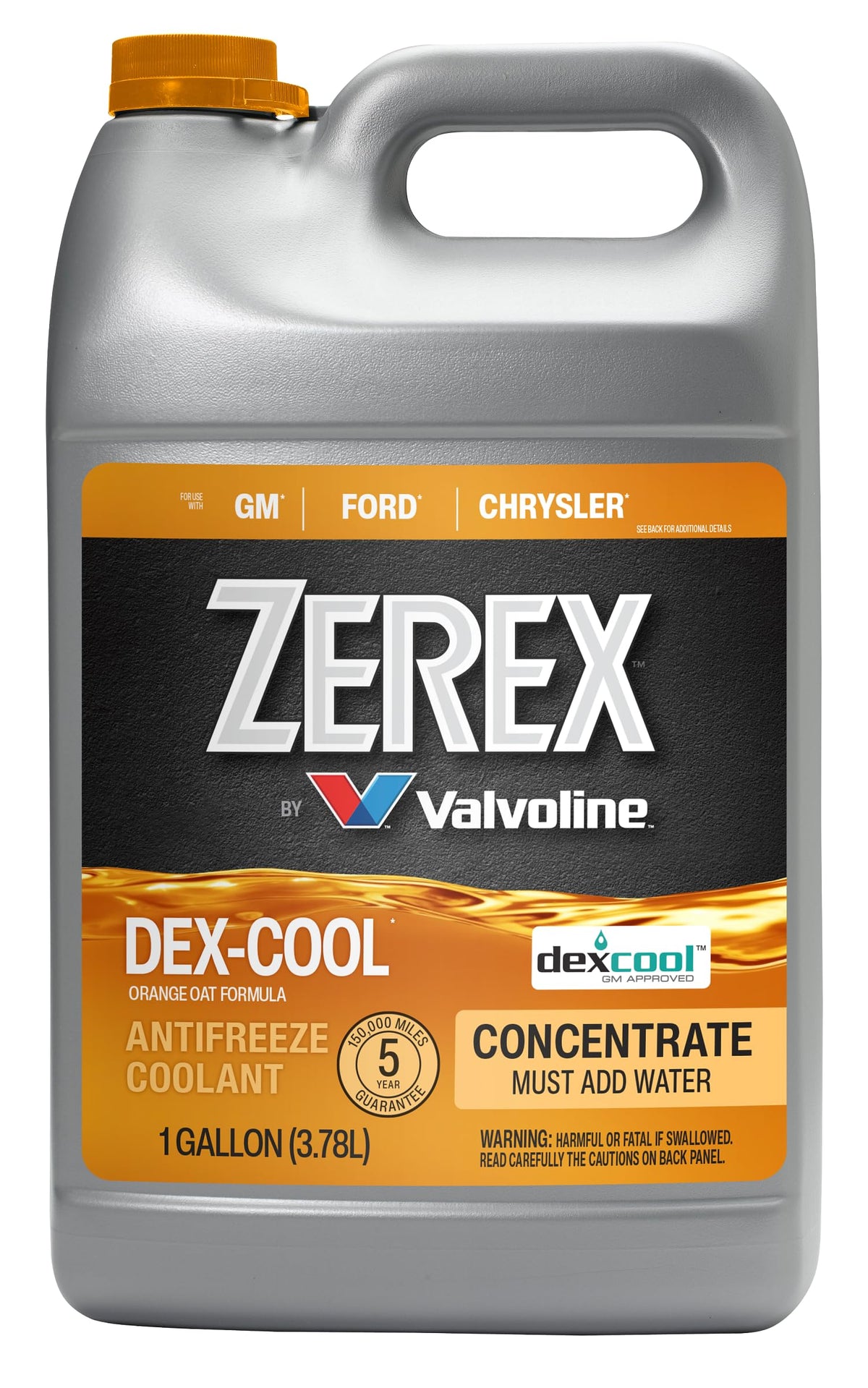 Valvoline Zerex front label showing product name and orange concentrate benefits