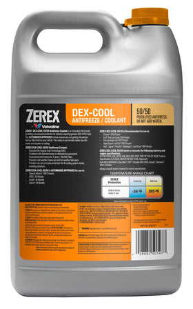 Valvoline Zerex side panel listing features and performance benefits