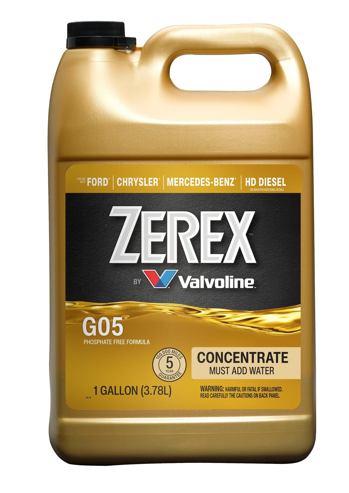 Valvoline Zerex G05 front label showing product benefits and brand