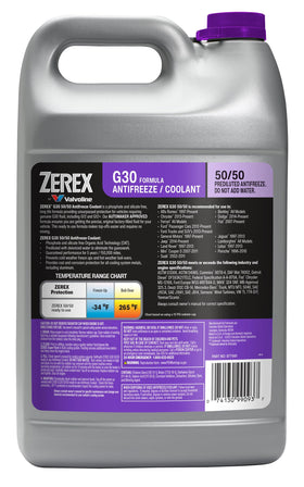 Valvoline Zerex G30 pouring into funnel illustrating easy, mess-free refill