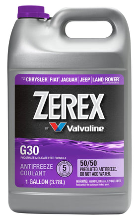 Valvoline Zerex G30 front label showing product name and ready-to-use benefit