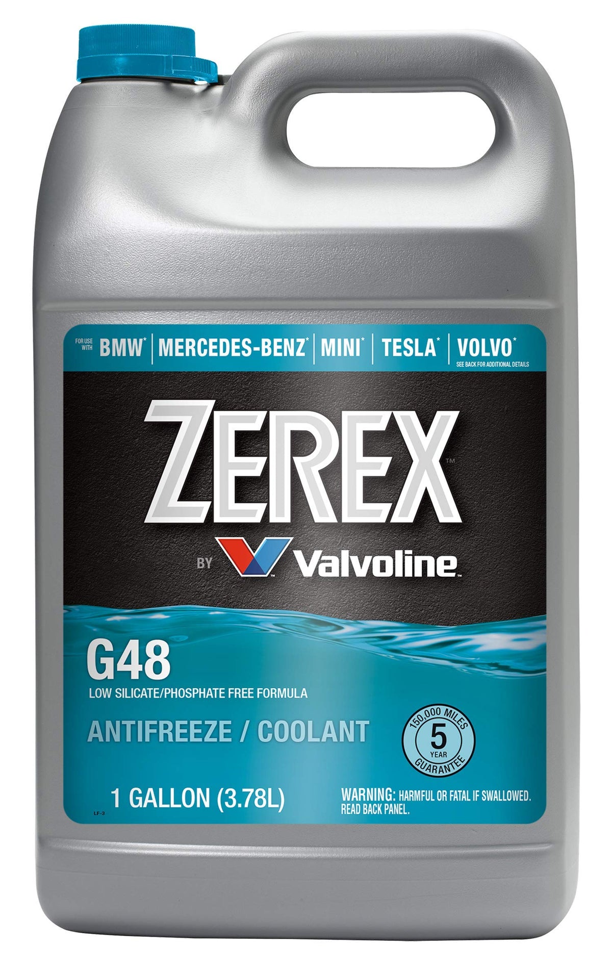 Valvoline Zerex G48 front label showing product identity and concentrated formula advantage