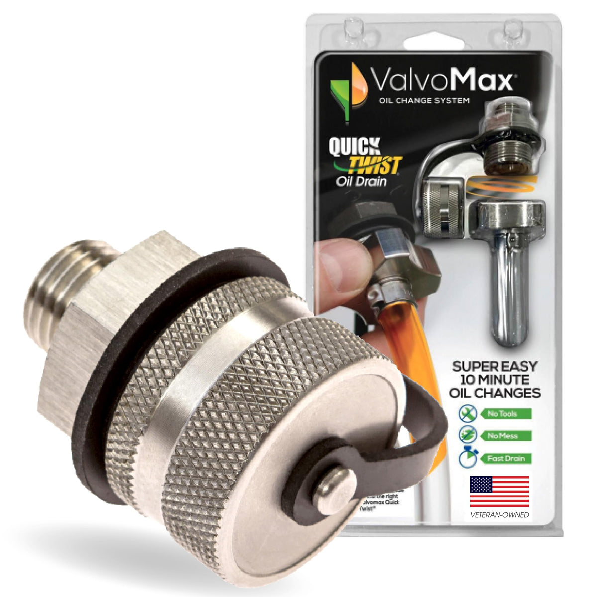 ValvoMax front view of valve showing stainless steel body and threads for durable installation