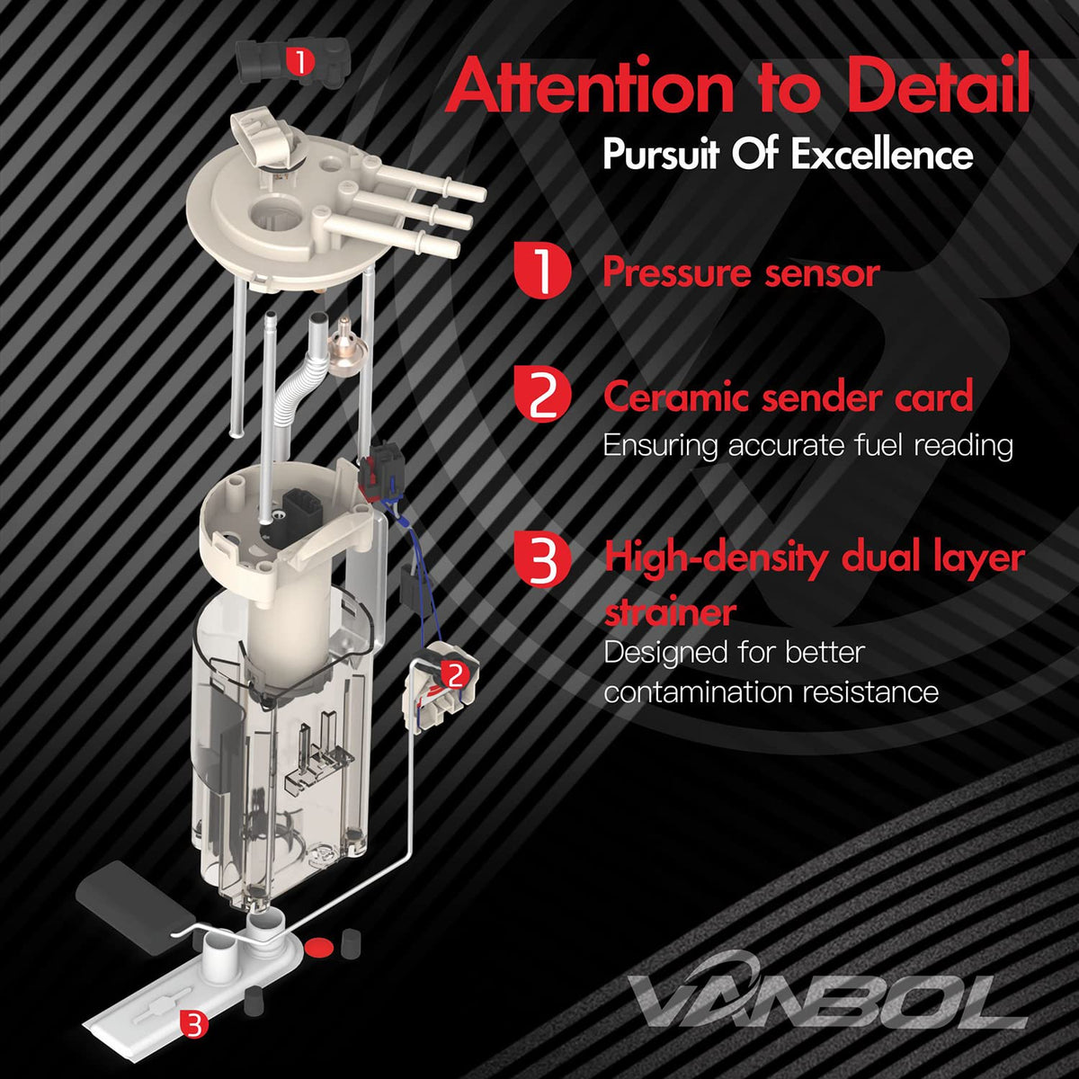 VANBOL installed in fuel tank demonstration illustrating correct fit and function