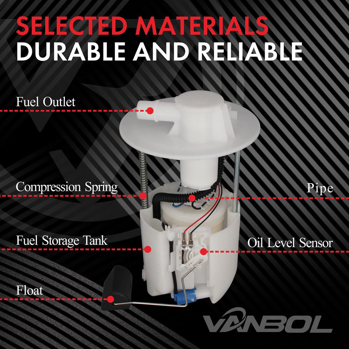 VANBOL strainer detail highlighting filtration to help protect fuel system