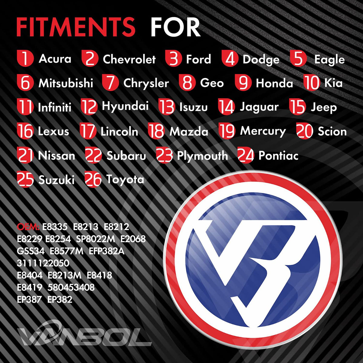 VANBOL label and stamped part numbers proving compatibility benefit