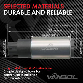 VANBOL pump beside ruler illustrating compact dimensions benefit