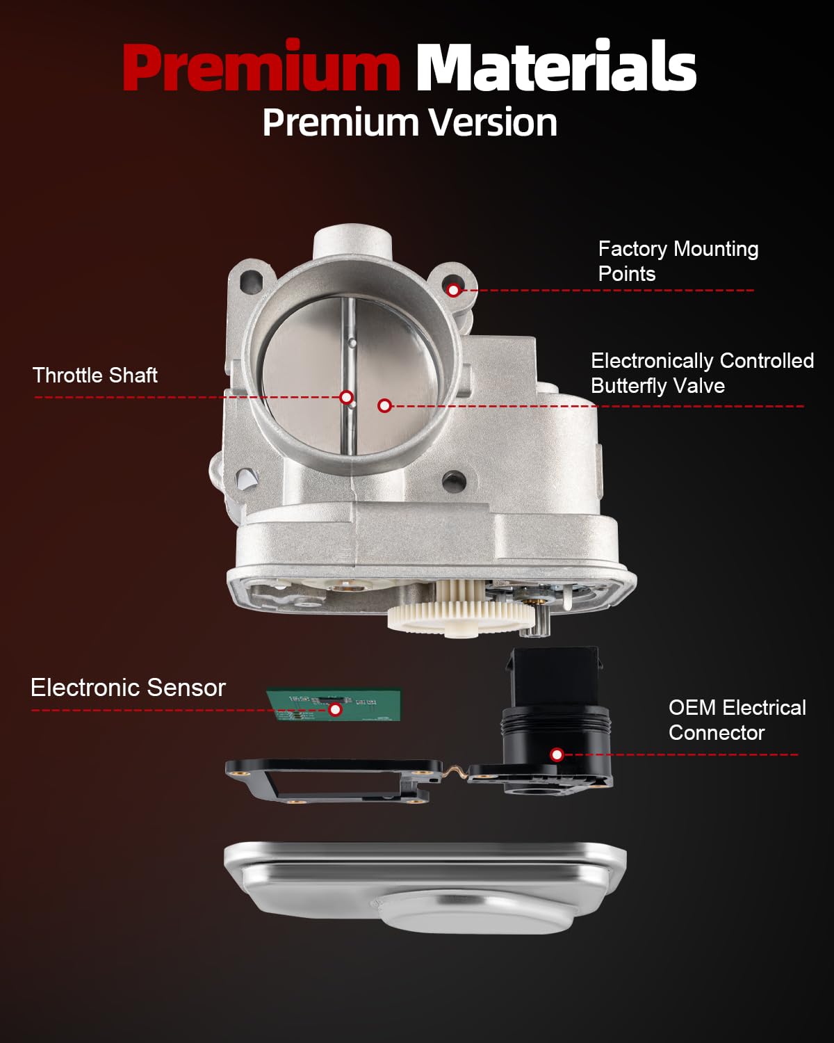 VANBOL throttle body close-up of TPS and IAC sensors ensures correct electrical match