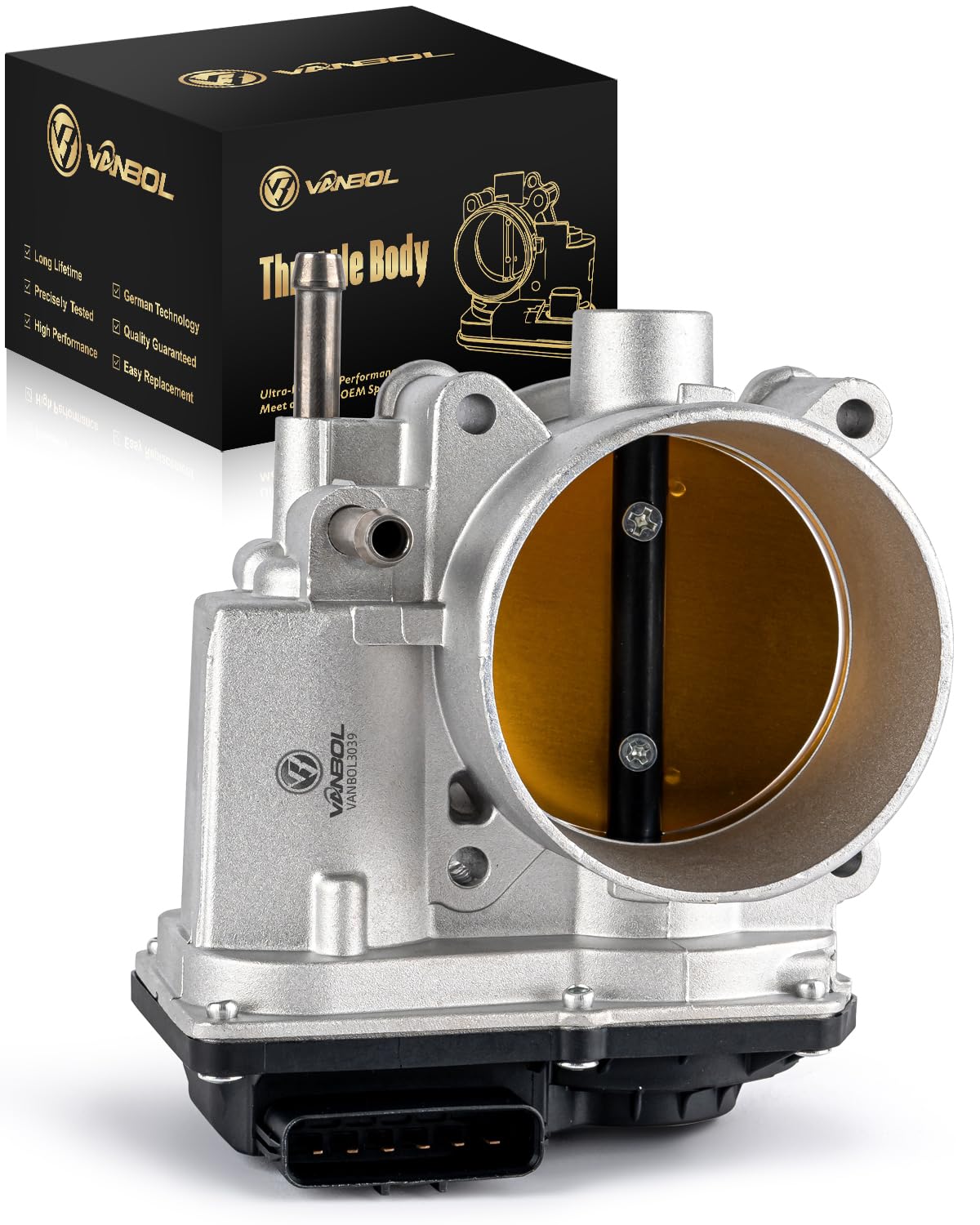 VANBOL throttle body front view showing ports and connector improves fit accuracy