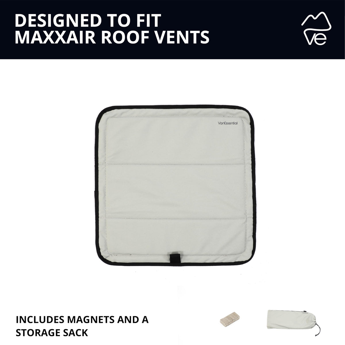 VanEssential folded in storage sack for compact travel convenience