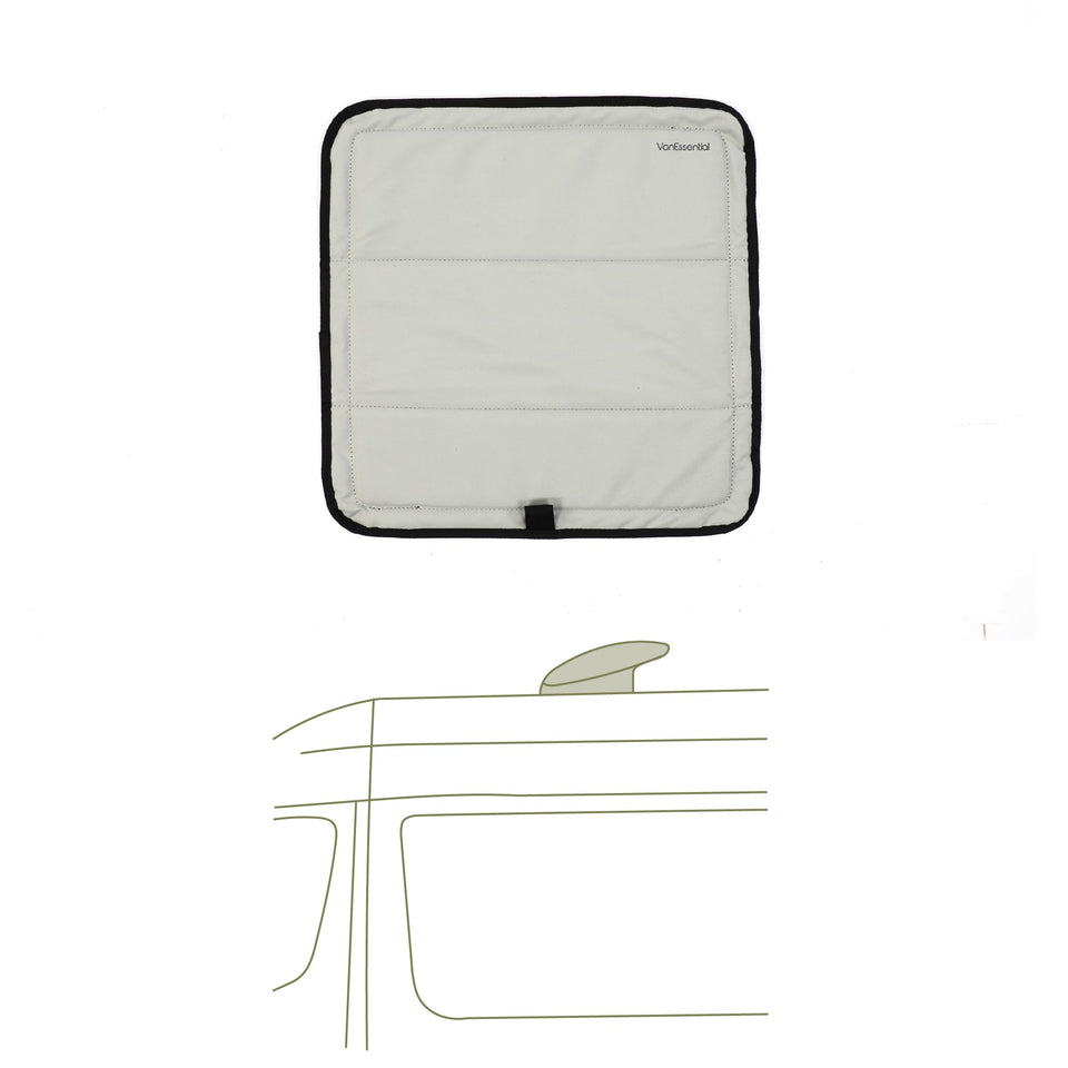 VanEssential front view on vent showing secure fit and sun protection
