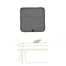 VanEssential front view on roof showing charcoal cover protecting interior