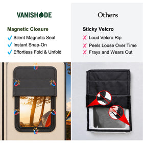 Vanishade close-up of magnetic edge alignment illustrating quiet, gap-free seal