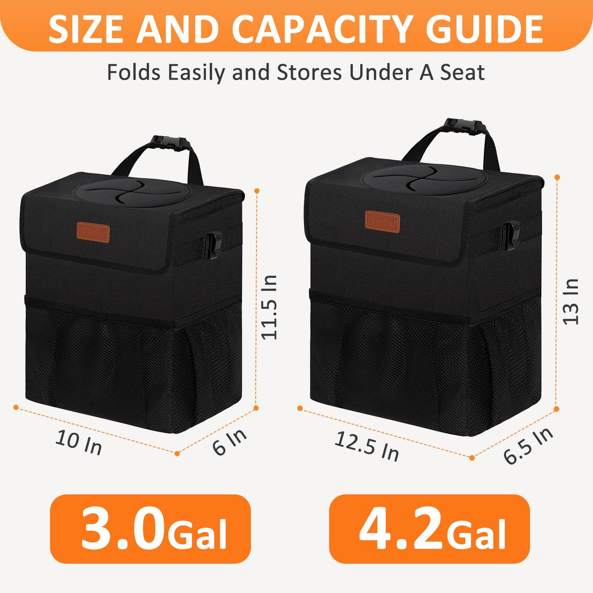 Vankor folded flat beside ruler showing compact storage and space saving