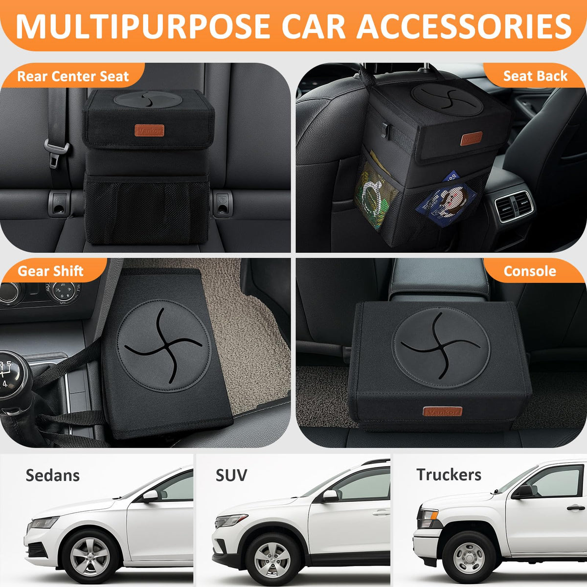 Vankor placed on backseat floor illustrating stable, compact placement benefit