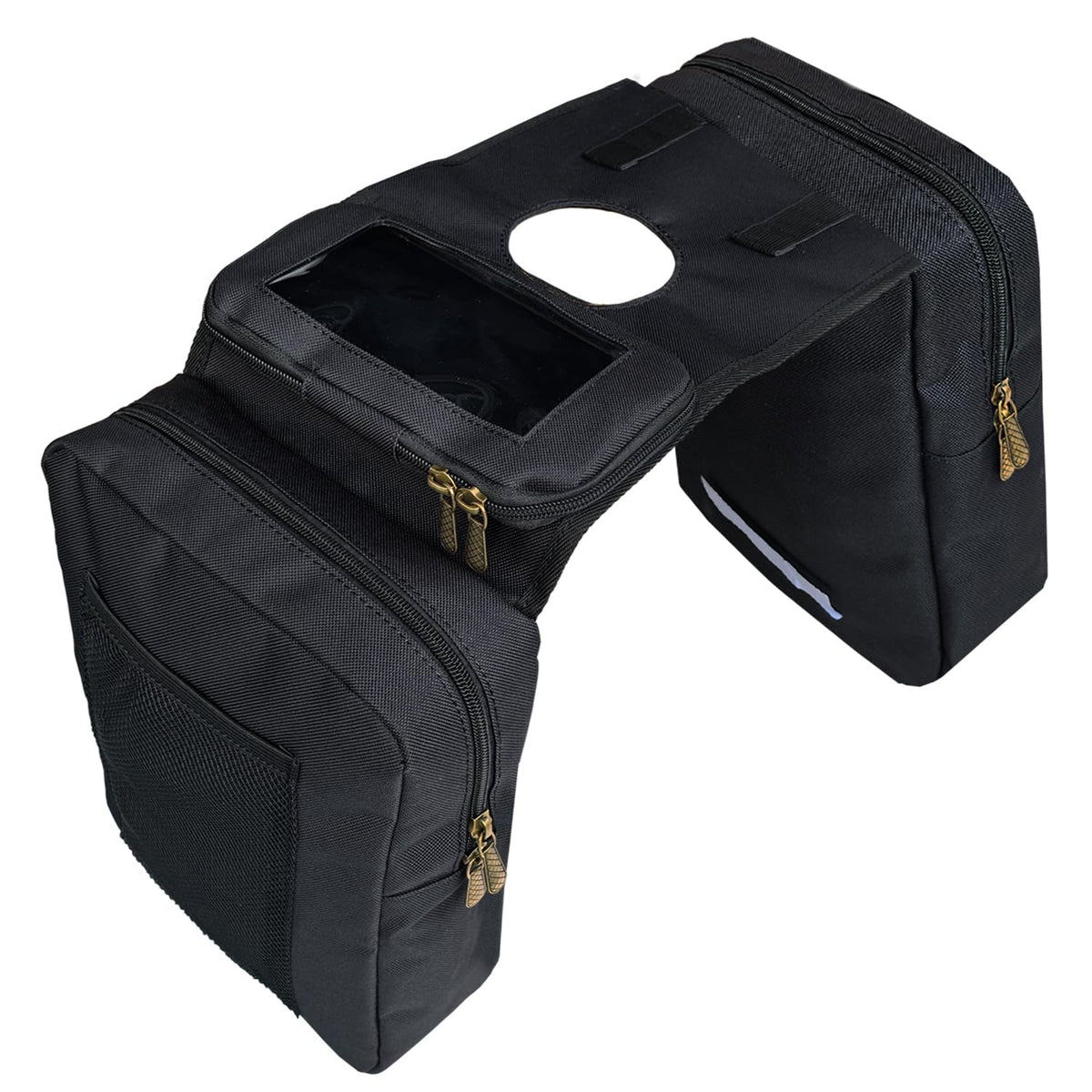 Vanlison front view of tank bag showing balanced storage and easy access