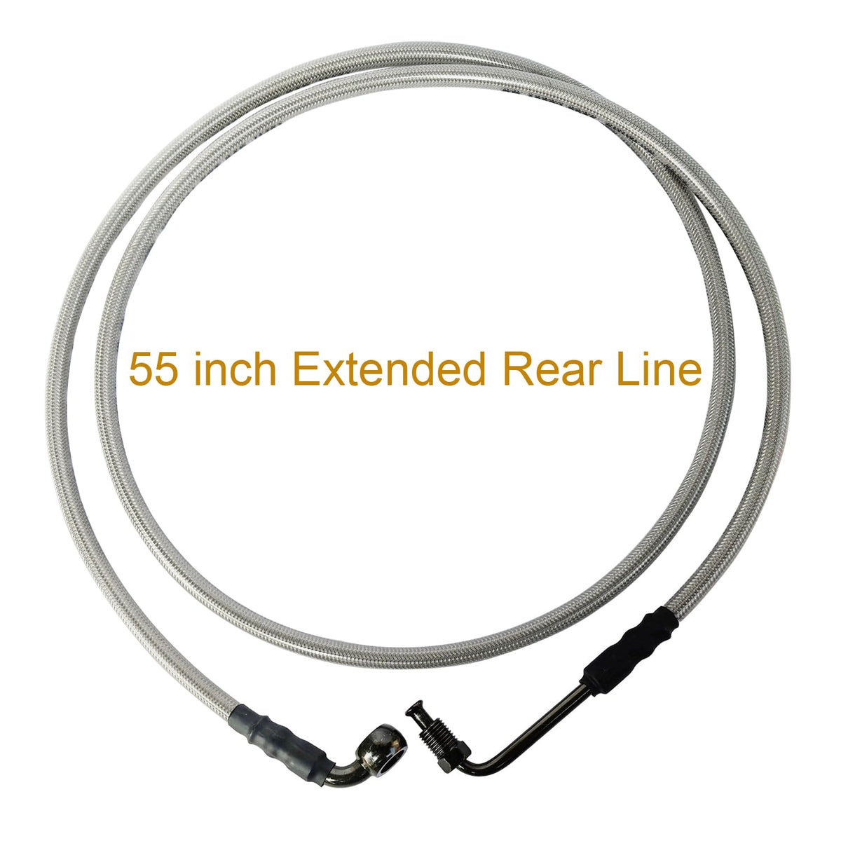 Vanlison brake line next to ruler showing extended length advantage
