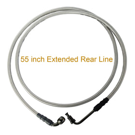 Vanlison brake line next to ruler showing extended length advantage