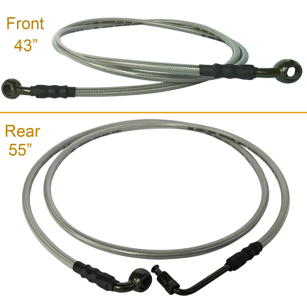 Vanlison rear brake hose installed on lifted Polaris RZR demonstrating proper routing