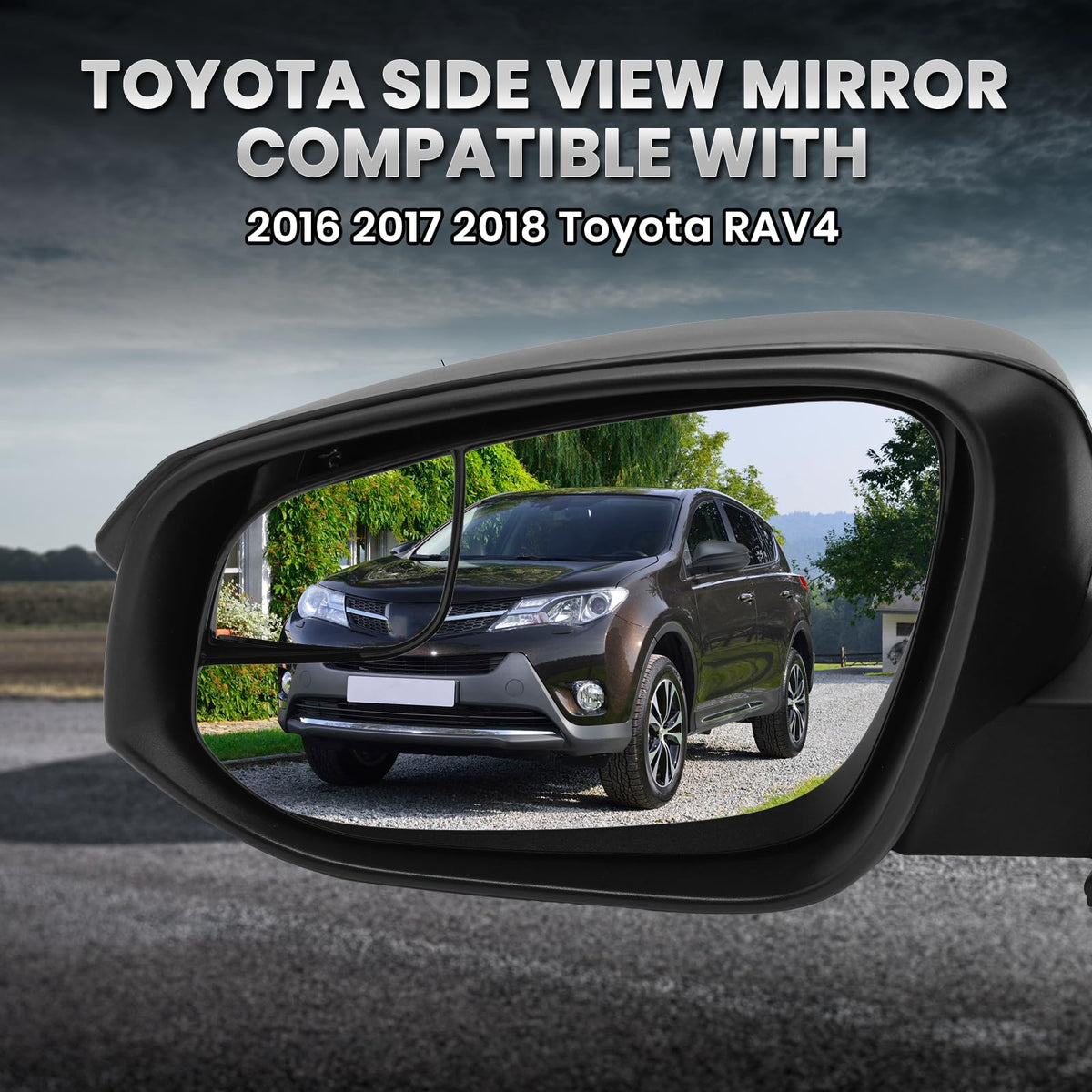 VANLOGY mirror installed on RAV4 side view demonstrating OEM fit advantage