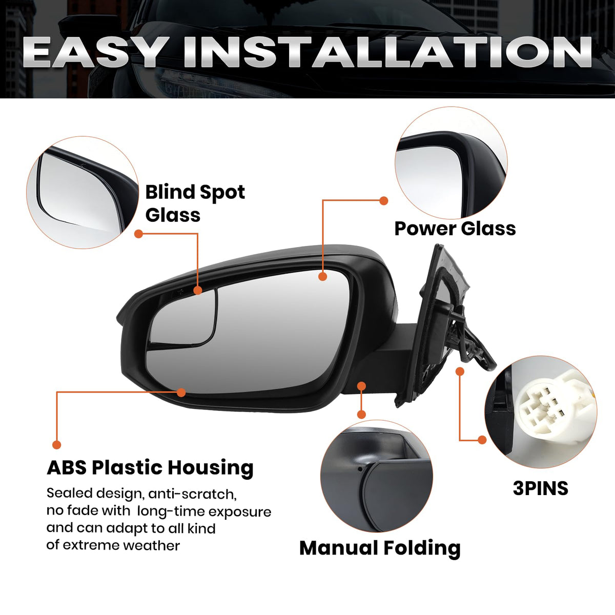 VANLOGY mirror glass detail highlighting clear reflective surface for safety