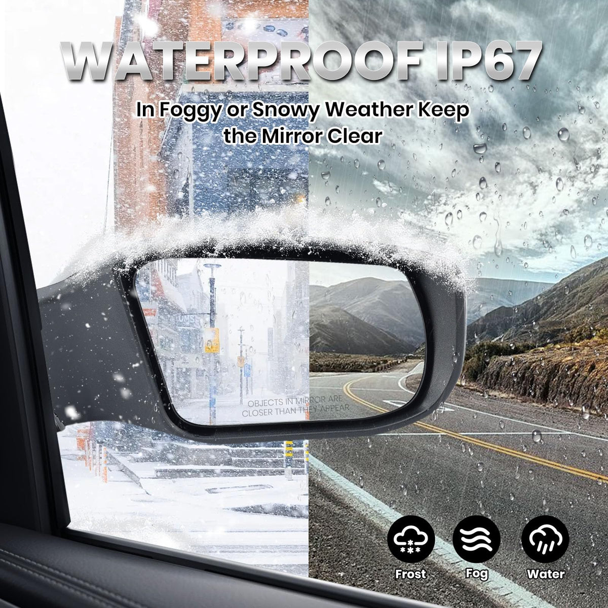 VANLOGY heat-resistant mirror glass reflecting clear road view and anti-fog benefit