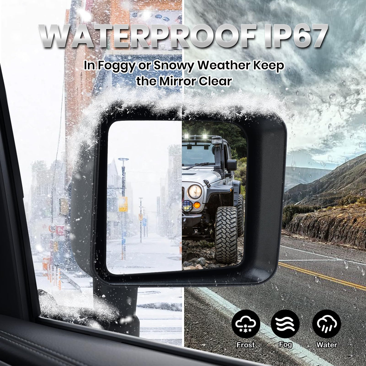VANLOGY mirror held in hand showing size and fit for quick DIY replacement
