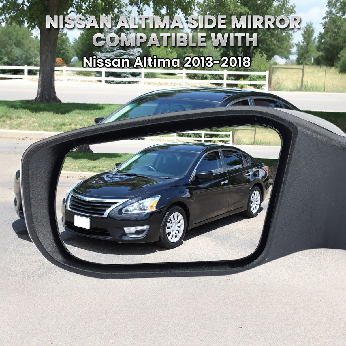VANLOGY mirror installed on Nissan Altima door demonstrating fitment