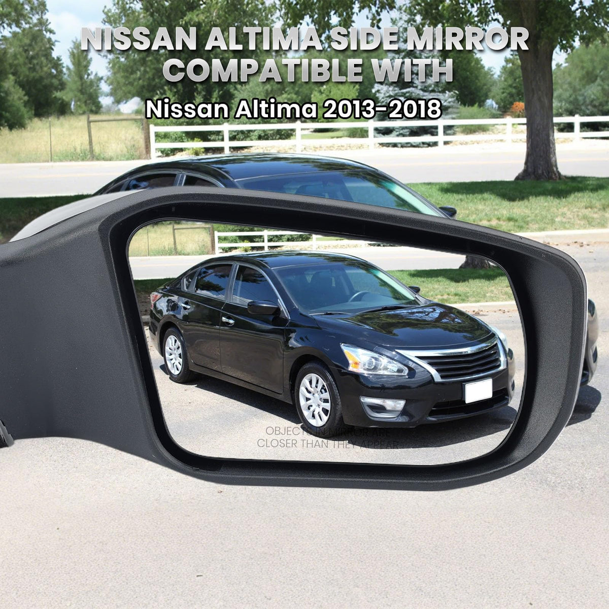 VANLOGY mirror installed on Nissan Altima passenger side showing correct fit