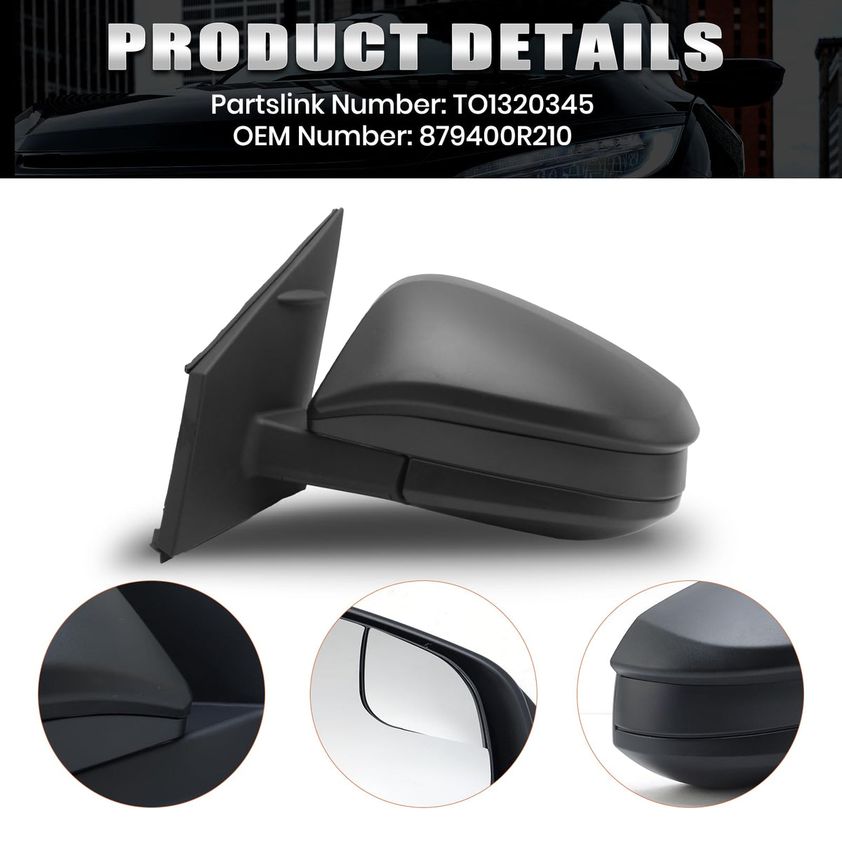 VANLOGY mirror mounting points showing bolt locations for easy installation