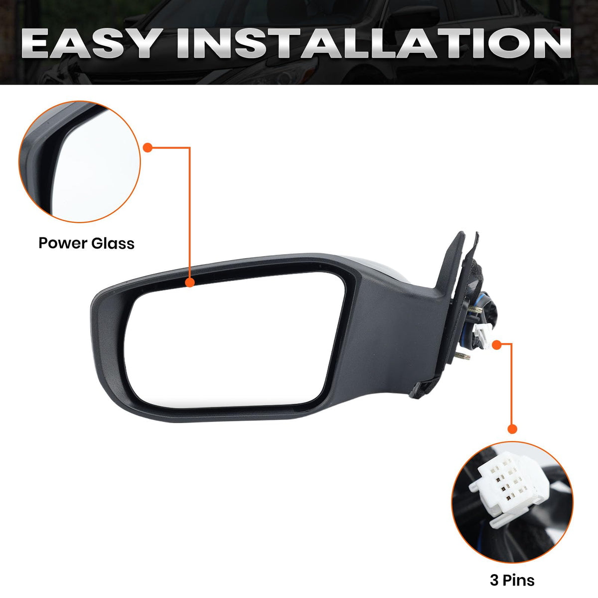 VANLOGY mirror side profile highlighting mounting points and secure fit