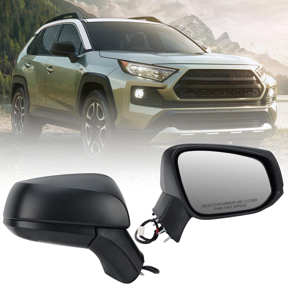 VANLOGY right passenger mirror front view showing accurate fit and finish