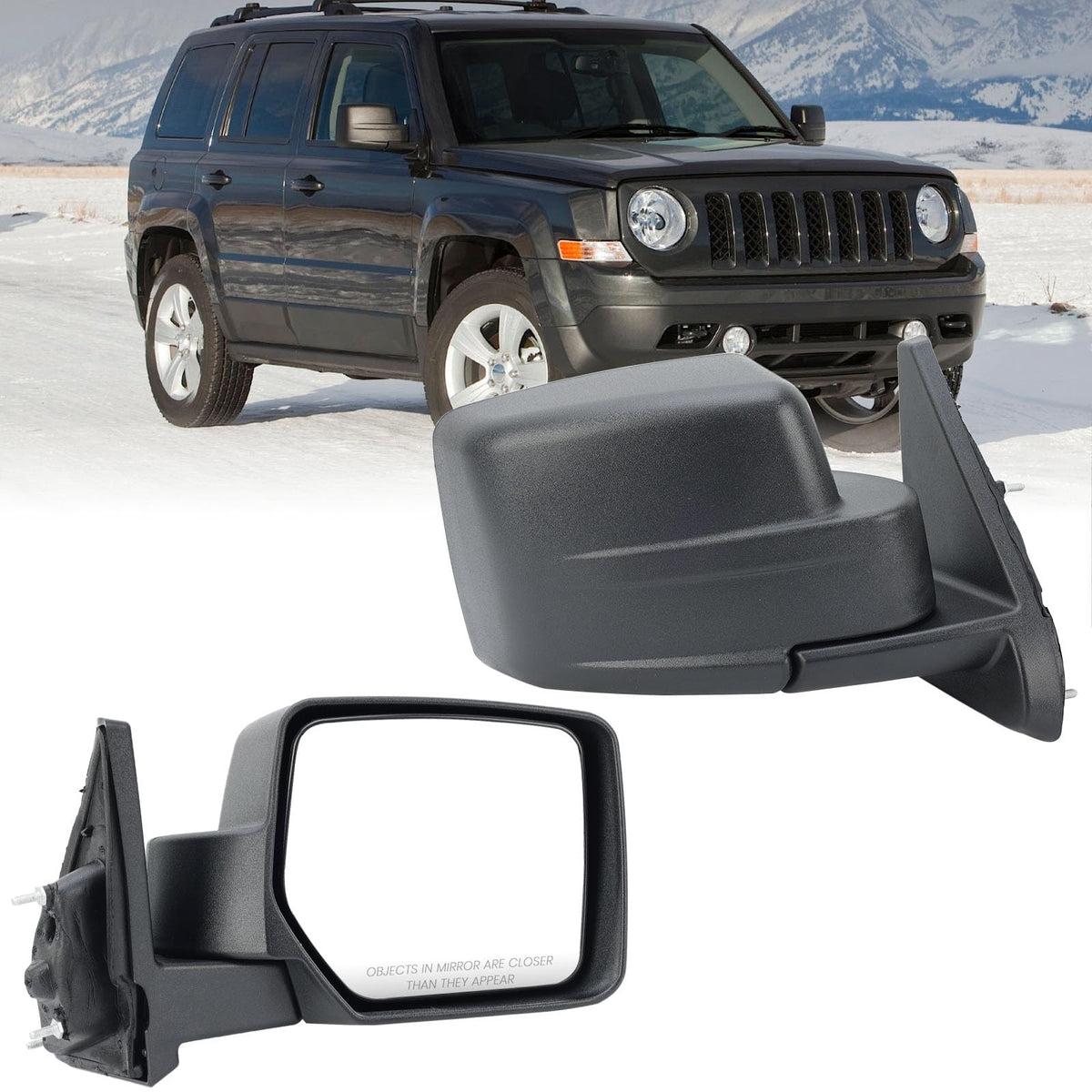 VANLOGY front view of passenger mirror showing clean fit and visibility
