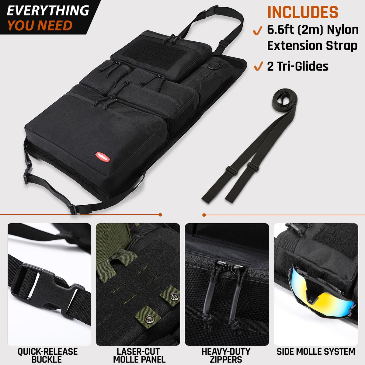 Vanlutone hook-and-loop panel with attached pouch for modular customization