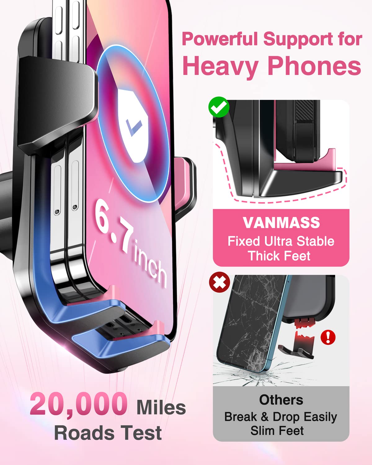 VANMASS in-car lifestyle shot of mount in use for safe hands-free navigation benefit